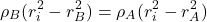 \[\rho_B (r_i^2 - r_B^2) = \rho_A (r_i^2 - r_A^2)\]