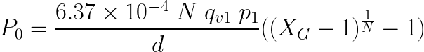 Equation for calculating the discharge temperature from the last stage of a multistage compressor, taking into account the temperature rise in each stage, pressure ratio, and the heat capacity ratio