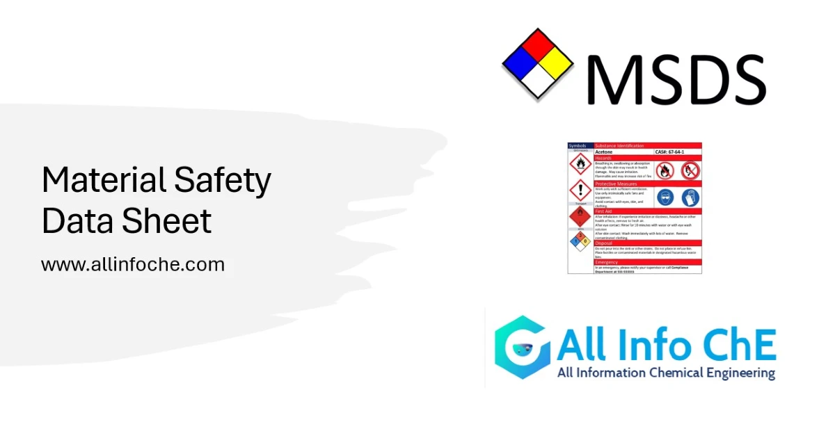 An example of a Material Safety Data Sheet (MSDS) document with detailed chemical safety information displayed in tabular format.