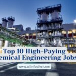 An infographic displaying the top 10 high-paying chemical engineering jobs, highlighting job titles, average salaries, and key responsibilities.